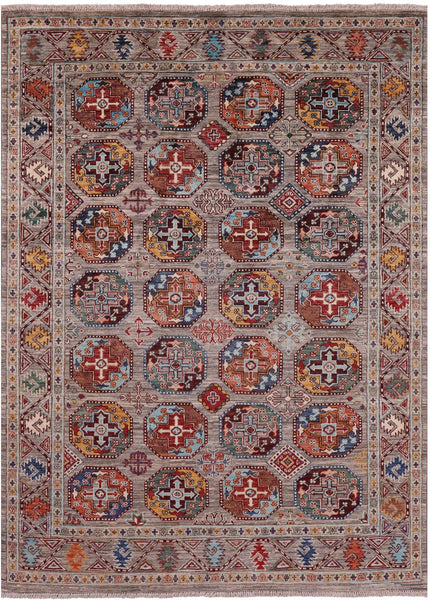 Turkmen Ersari Handmade Wool Rug - 5' 0" X 6' 9" - Golden Nile