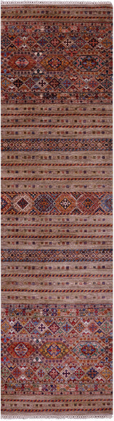 Khorjin Persian Gabbeh Hand Knotted Wool Runner Rug - 2' 8" X 10' 0" - Golden Nile