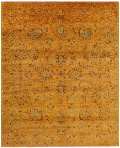 Gold Persian Tabriz Hand Knotted Wool Rug - 8' 1" X 9' 10" - Golden Nile