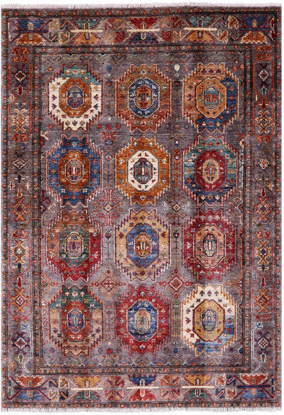 Turkmen Ersari Hand Knotted Wool Rug - 4' 2" X 5' 10" - Golden Nile