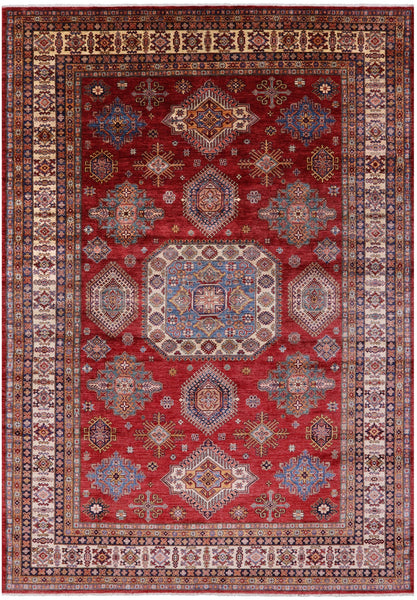 Red Super Kazak Hand Knotted Wool Rug - 8' 10" X 12' 7" - Golden Nile