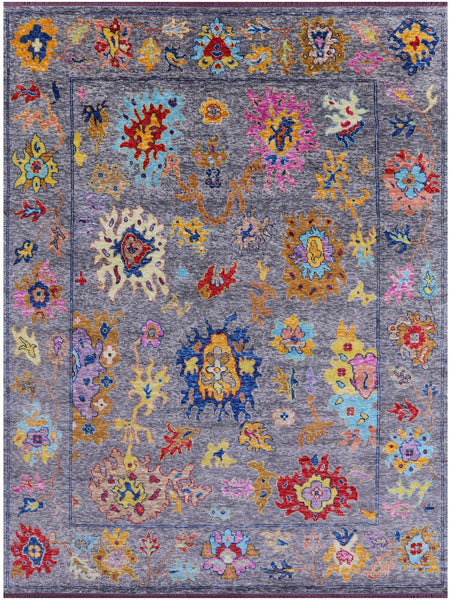 Grey Turkish Oushak Handmade Wool Rug - 8' 11" X 12' 0" - Golden Nile