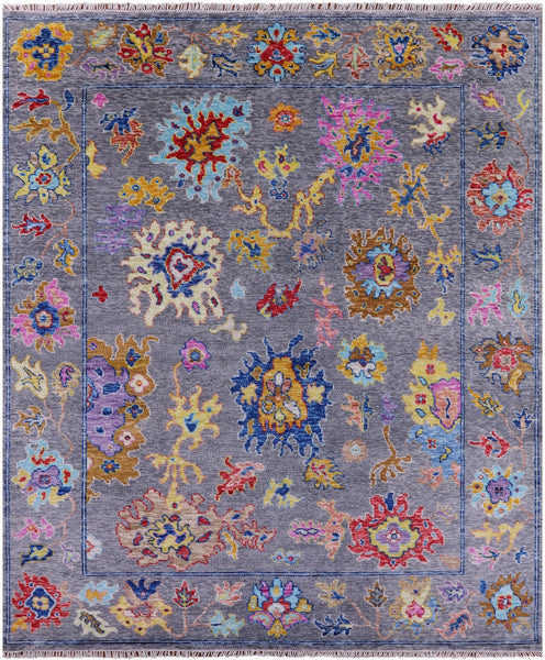 Grey Turkish Oushak Hand Knotted Wool Rug - 8' 1" X 9' 11" - Golden Nile