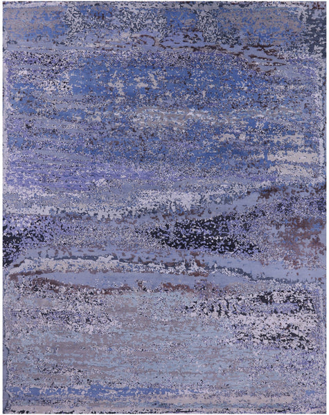 Abstract Contemporary Hand Knotted Wool & Silk Rug - 7' 11" X 10' 2" - Golden Nile