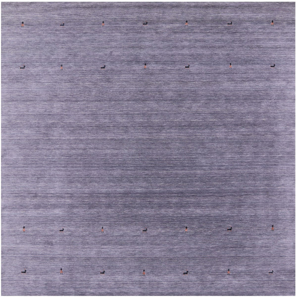 Grey Square Persian Gabbeh Hand Knotted Wool Rug - 10' 0" X 10' 0" - Golden Nile