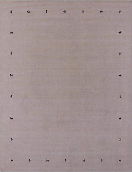 Ivory Persian Gabbeh Hand Knotted Wool Rug - 9' 0" X 12' 0" - Golden Nile