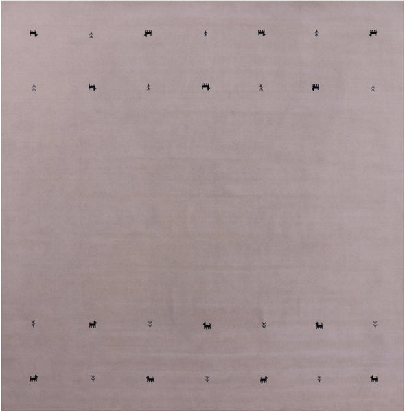 Ivory Square Persian Gabbeh Hand Knotted Wool Rug - 10' 0" X 10' 0" - Golden Nile