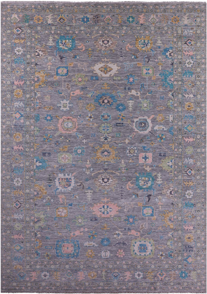 Grey Turkish Oushak Hand Knotted Wool Rug - 12' 1" X 17' 10" - Golden Nile