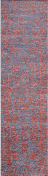 Grey Persian Hand Knotted Wool & Silk Runner Rug - 2' 7" X 10' 0" - Golden Nile