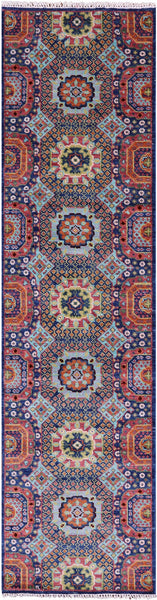 Geometric Persian Mamluk Hand Knotted Wool Runner Rug - 2' 7" X 10' 0" - Golden Nile