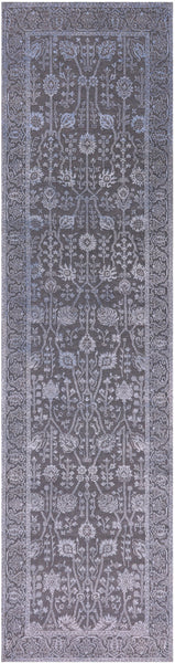 Grey Persian Hand Knotted Wool & Silk Runner Rug - 2' 7" X 9' 11" - Golden Nile