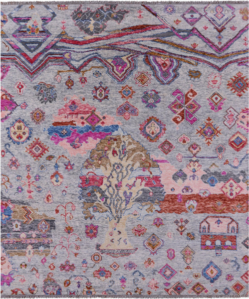 Grey Tribal Moroccan Hand Knotted Wool Rug - 8' 3" X 9' 11" - Golden Nile