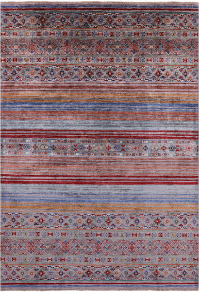 Khorjin Persian Gabbeh Handmade Wool Rug - 6' 8" X 9' 8" - Golden Nile