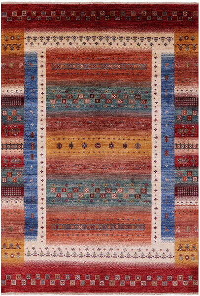 Tribal Persian Gabbeh Hand Knotted Wool Rug - 5' 8" X 8' 2" - Golden Nile