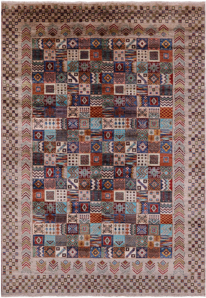 Tribal Persian Gabbeh Handmade Wool Rug - 5' 8" X 8' 6" - Golden Nile