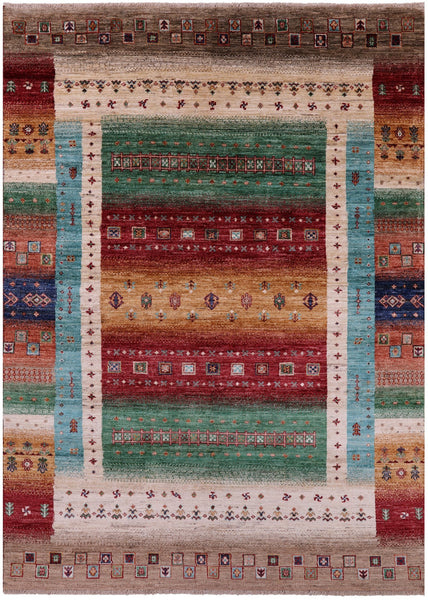 Tribal Persian Gabbeh Hand Knotted Wool Rug - 5' 0" X 7' 0" - Golden Nile