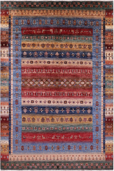 Tribal Persian Gabbeh Hand Knotted Wool Rug - 6' 8" X 10' 4" - Golden Nile