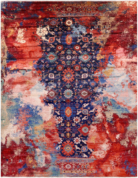 Abstract Contemporary Hand Knotted Wool Rug - 8' 11" X 11' 8" - Golden Nile