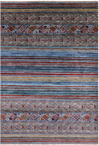 Khorjin Persian Gabbeh Hand Knotted Wool Rug - 5' 7" X 8' 2" - Golden Nile