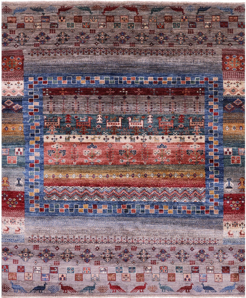 Tribal Persian Gabbeh Hand Knotted Wool Rug - 4' 11" X 6' 0" - Golden Nile