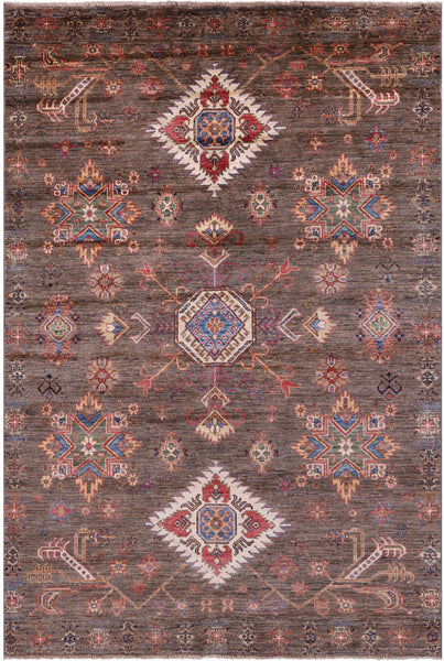Super Kazak Hand Knotted Wool Rug - 5' 5" X 8' 1" - Golden Nile