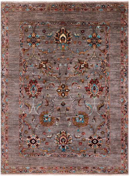 Peshawar Hand Knotted Wool Rug - 4' 11" X 6' 8" - Golden Nile
