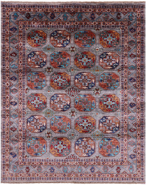 Grey Turkmen Ersari Hand Knotted Wool Rug - 5' 0" X 6' 3" - Golden Nile