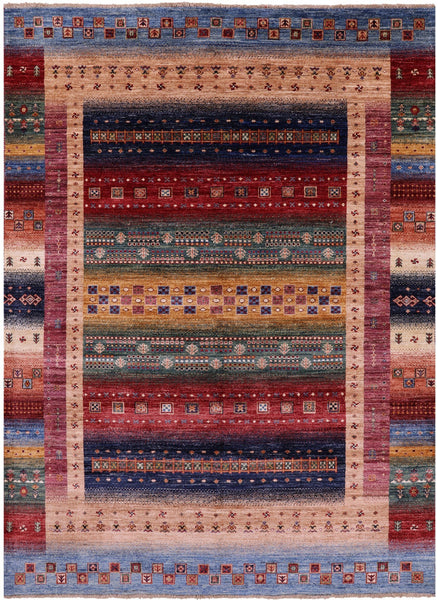 Tribal Persian Gabbeh Hand Knotted Wool Rug - 5' 10" X 8' 0" - Golden Nile