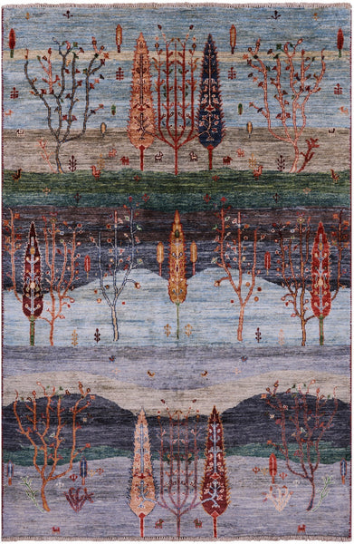 Tribal Persian Gabbeh Hand Knotted Wool Rug - 3' 10" X 6' 0" - Golden Nile