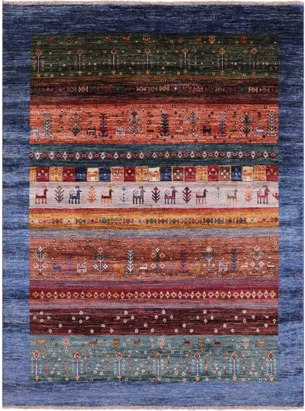 Tribal Persian Gabbeh Hand Knotted Wool Rug - 4' 9" X 6' 6" - Golden Nile