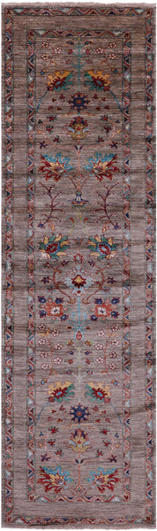 Peshawar Hand Knotted Wool Runner Rug - 2' 9" X 9' 7" - Golden Nile