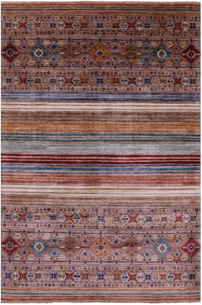 Khorjin Persian Gabbeh Handmade Wool Rug - 6' 7" X 10' 2" - Golden Nile