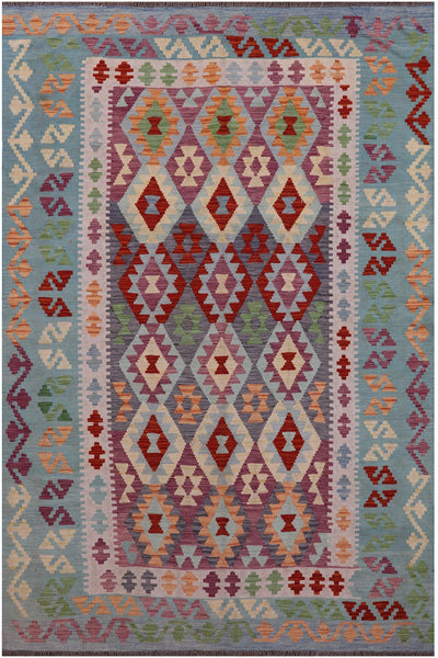Reversible Kilim Flat Weave Wool On Wool Rug - 6' 6" X 9' 8" - Golden Nile