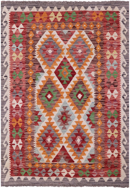 Reversible Kilim Flat Weave Wool On Wool Rug - 4' 2" X 5' 11" - Golden Nile