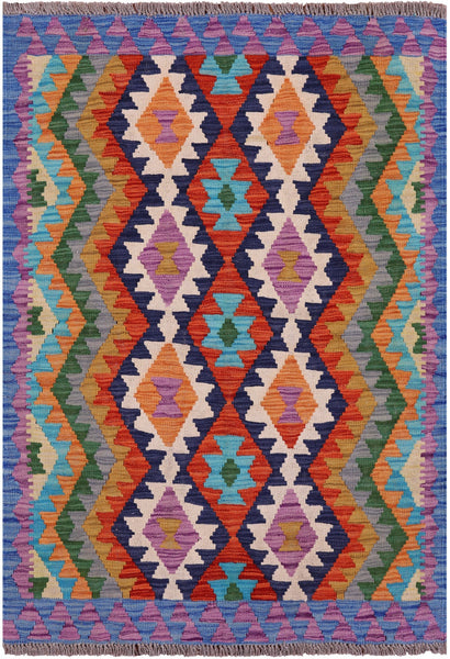 Reversible Kilim Flat Weave Wool On Wool Rug - 3' 5" X 5' 1" - Golden Nile