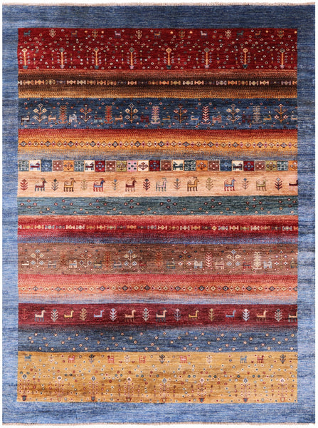 Tribal Persian Gabbeh Hand Knotted Wool Rug - 5' 10" X 7' 9" - Golden Nile