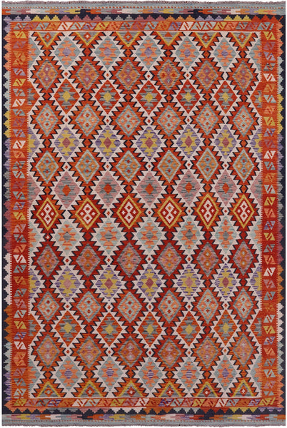 Reversible Kilim Flat Weave Wool On Wool Rug - 6' 8" X 10' 0" - Golden Nile