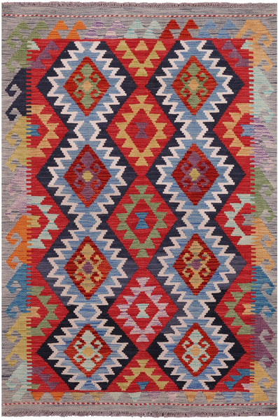 Reversible Kilim Flat Weave Wool On Wool Rug - 3' 5" X 5' 1" - Golden Nile