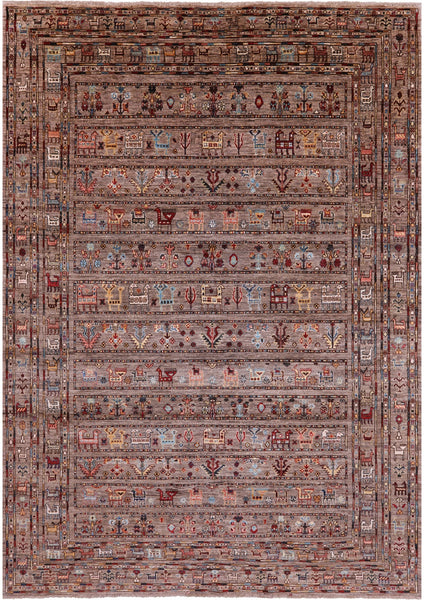 Persian Gabbeh Tribal Hand Knotted Wool Rug - 6' 10" X 9' 9" - Golden Nile