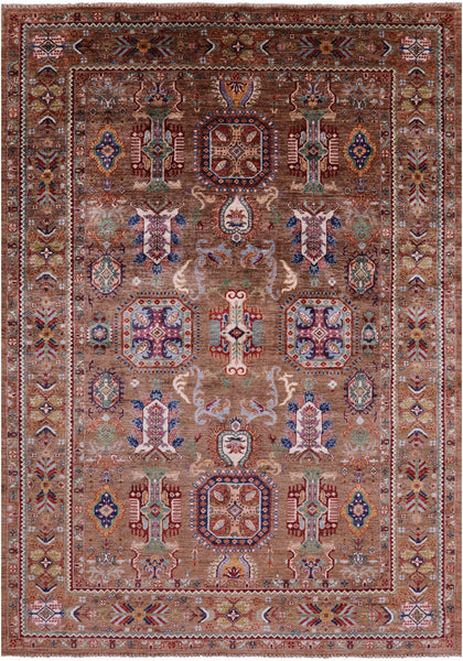 Peshawar Hand Knotted Wool Rug - 6' 10" X 9' 9" - Golden Nile