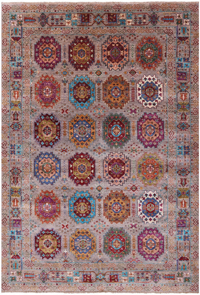 Turkmen Ersari Handmade Wool Rug - 6' 9" X 9' 10" - Golden Nile