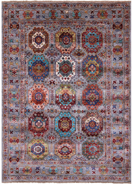 Turkmen Ersari Hand Knotted Wool Rug - 5' 0" X 6' 10" - Golden Nile