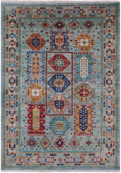 Turkmen Ersari Hand Knotted Wool Rug - 5' 9" X 8' 0" - Golden Nile