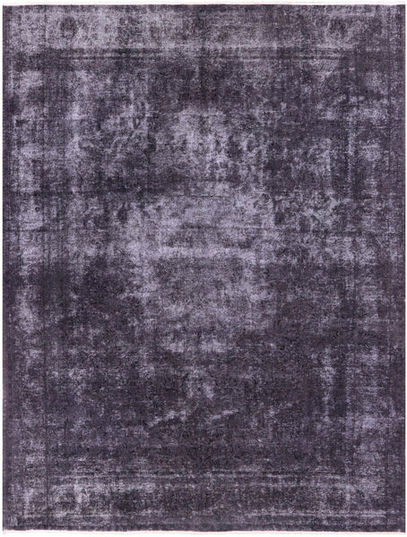 Grey Persian Overdyed Hand Knotted Wool Rug - 9' 8" X 12' 8" - Golden Nile