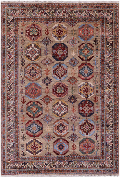 Turkmen Ersari Hand Knotted Wool Rug - 5' 7" X 8' 0" - Golden Nile