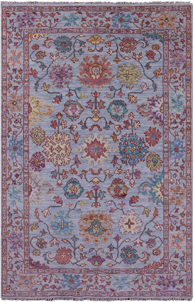 Light Blue Turkish Oushak Hand Knotted Wool Rug - 6' 0" X 9' 3" - Golden Nile
