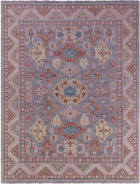 Grey Super Kazak Hand Knotted Wool Rug - 9' 1" X 12' 0" - Golden Nile