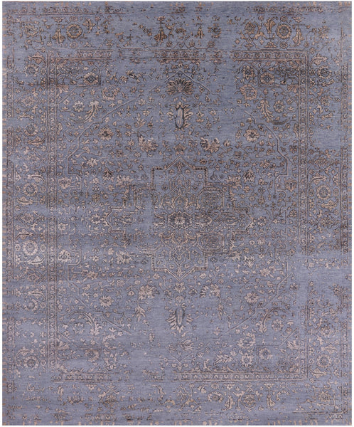 Persian Fine Serapi Hand Knotted Wool & Silk Rug - 8' 0" X 9' 10" - Golden Nile