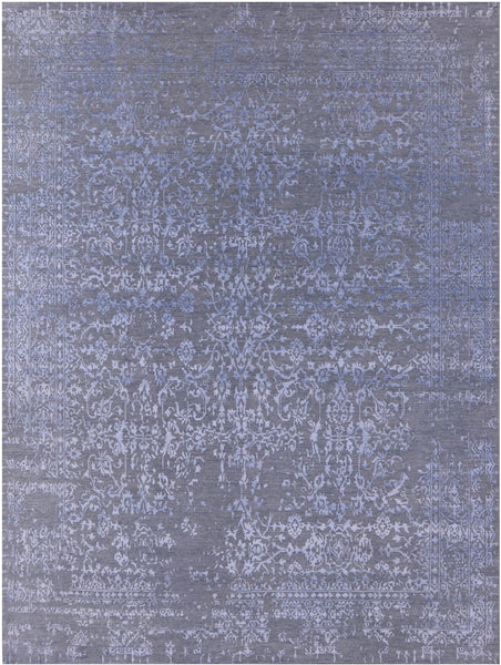 Grey Persian Handmade Wool & Silk Rug - 9' 0" X 12' 0" - Golden Nile