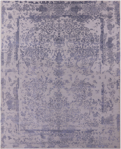 Grey Persian Hand Knotted Wool & Silk Rug - 11' 11" X 15' 1" - Golden Nile